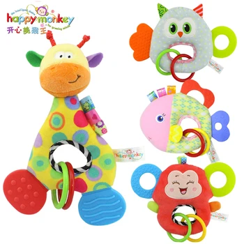

Happy Monkey New Bark Gum BB Dolls Baby Toys Newborns Creative Plush Toys Hand Bell Owl Flish Monkey Rattles Plush Toys