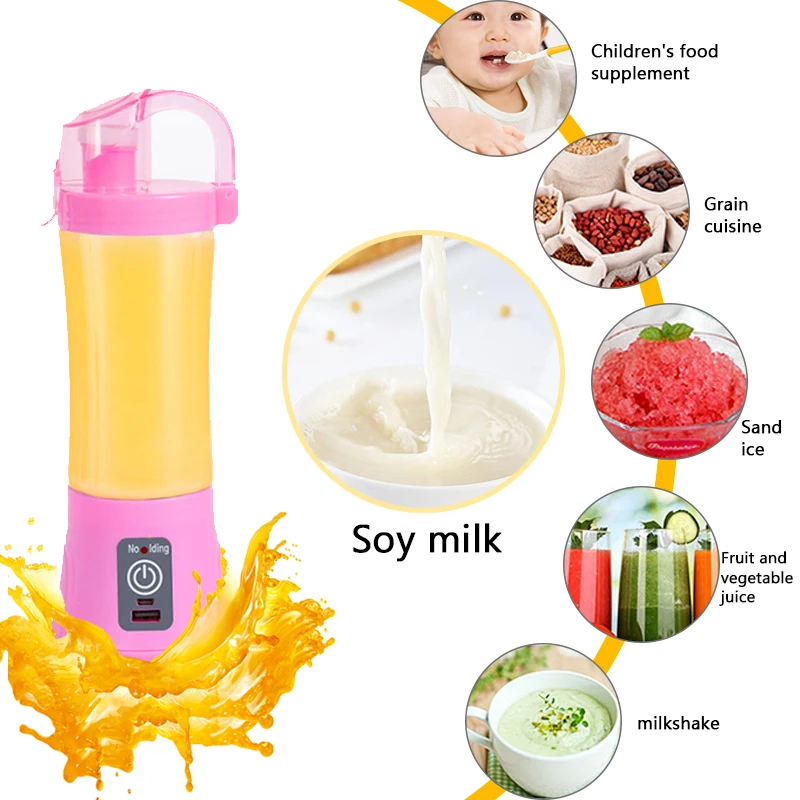 400ml Mixer Portable Fruit Juicer Vegetable Fruit Juice Machine Handheld Mixer Juice Maker Electric USB Rechargeable Smoothie