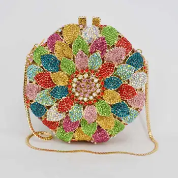

newest Sunflower Clutch Bag Sunflower shape diamond crystal evening bag Ladies purse Party Day clutches Designer Handbag 88153
