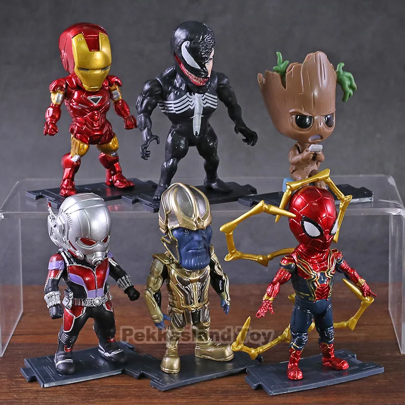 

Marvel Avengers 4 Endgame Thanos Spiderman Tree Man Ant Man Iron Man Venom PVC Figures Toys Car Decoration Dolls 6pcs/set