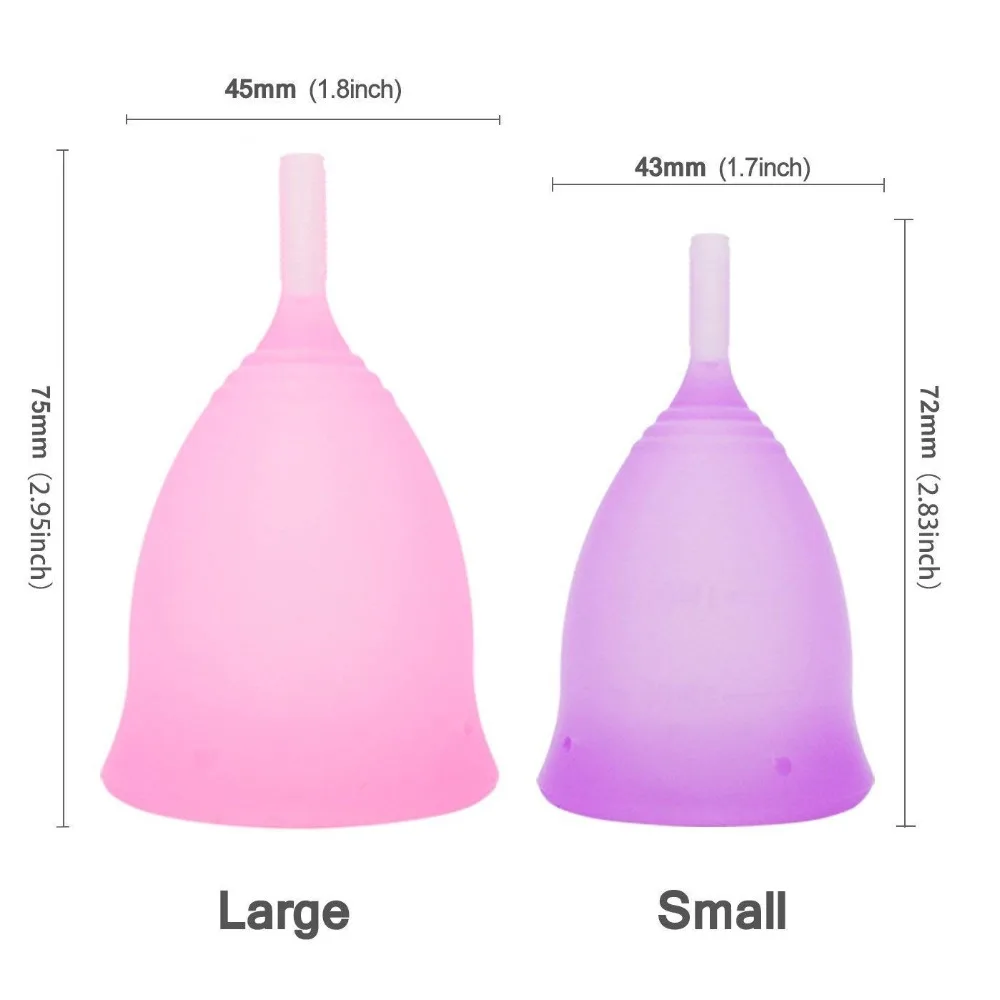 Маленькая большая силиконовая менструальная чашка 2 шт+ менструальная стерилизационная чашка набор для женщин менструальная чашка копа вагинальная менструальная чашка с сумкой и коробкой