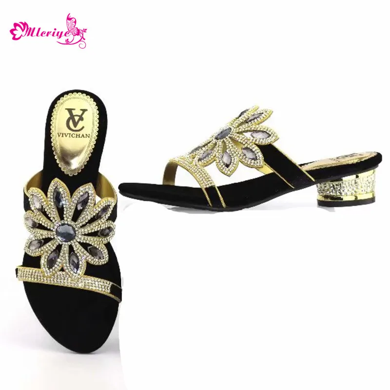 

Newest African Women Shoes without bag set wedding with stripes Italian shoes possible matching bag ladies party shoes black