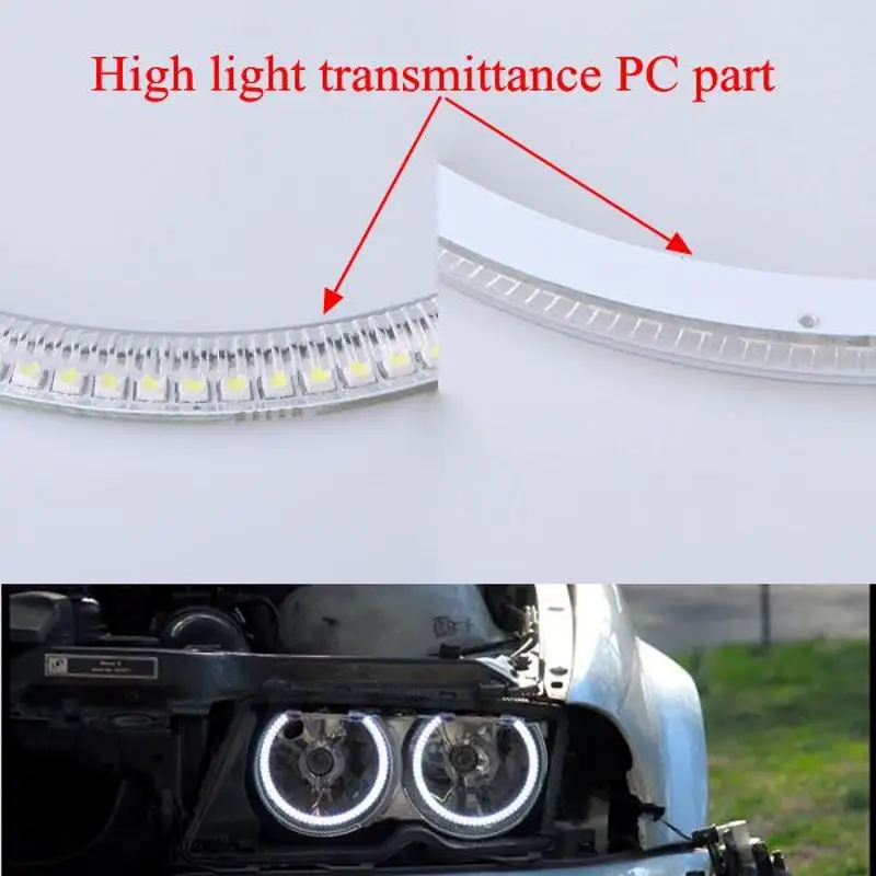 CARCHET Angel Eyes 60 SMD 3528 LED White Halo Light Error Free for BMW E36 E38 E39 E46