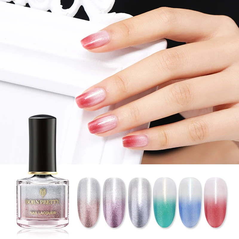 

BORN PRETTY 6ml Thermal Color Changing Nail Polish Fast Dry Peel Off Blue Purple Red Color Pattern Nail Art Varnish