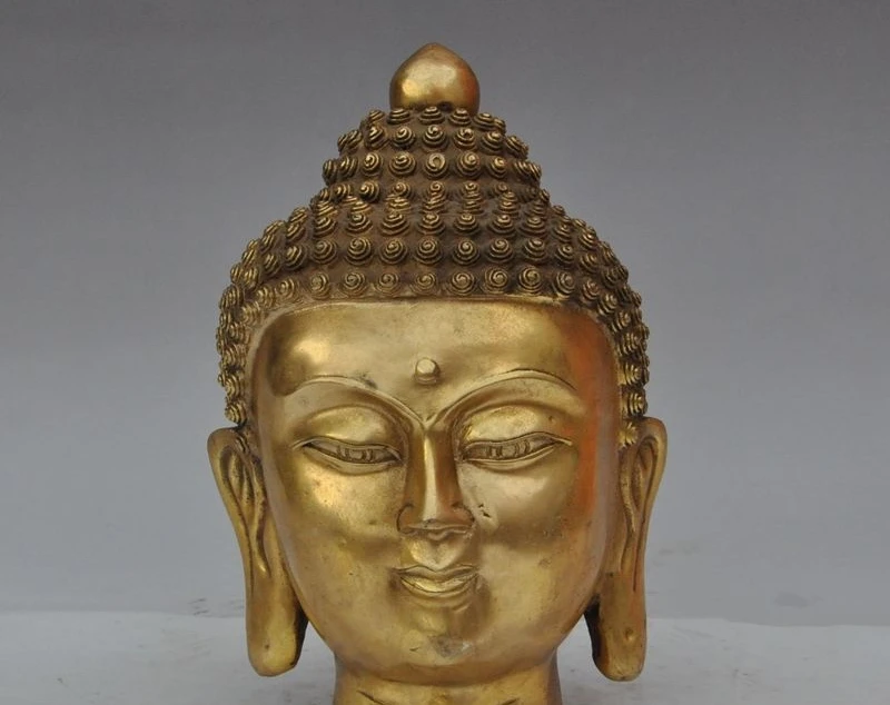 

9"tibet buddhism brass sakyamuni Tathagata Shakyamuni god buddha head statue