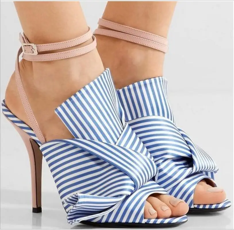 Тонкий Женские босоножки на высоком каблуке туфли-лодочки бабочка с