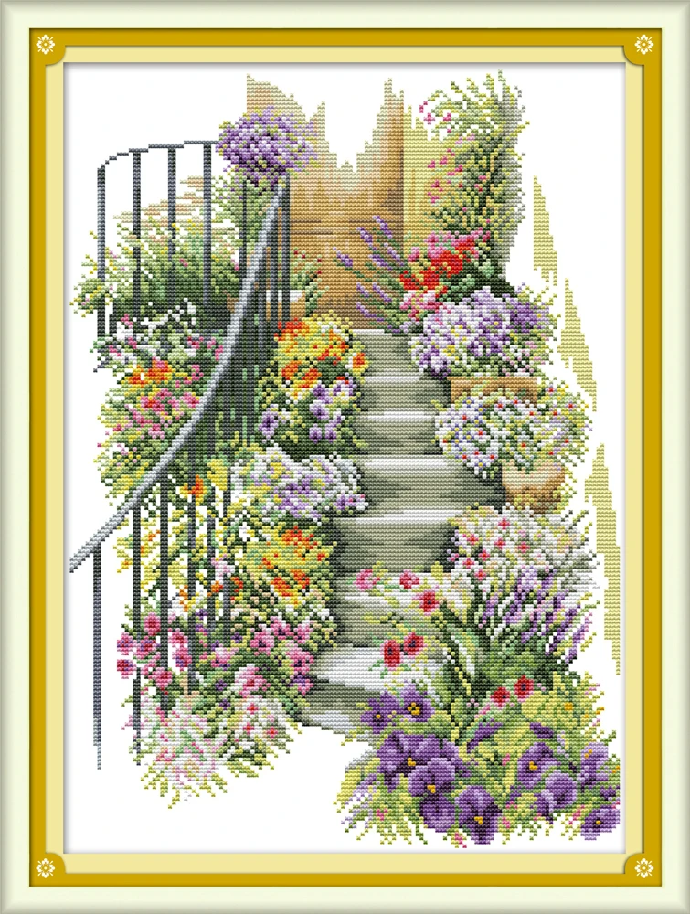 Joy Sunday Flower stairs вышивка крестиком FA038 14CT 11CT счетная и печатная Цветочная вышивка лестницы рукоделие Joy Sunday наборы крестиков