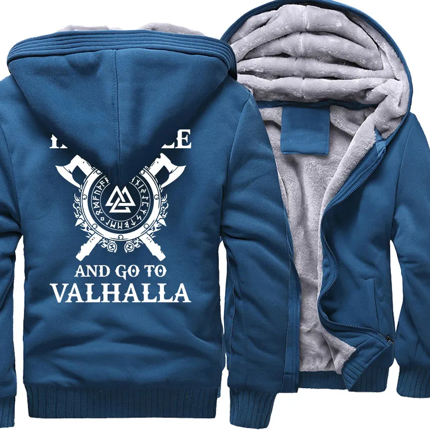 

2018 Autumn Winter Fleece Sweatshirt For Men Thick Zipper Coat VIKINGS Harajuku Men's Jackets Punk Fashion Hoodies Male Jacket