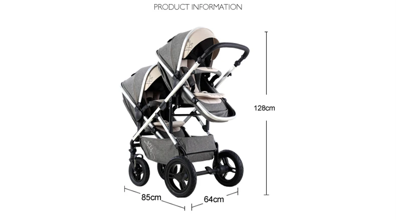 Многофункциональная детская коляска VIKI для близнецов, двусторонняя коляска для близнецов, коляска для 2 детей, двунаправленная, может сидеть и лежать