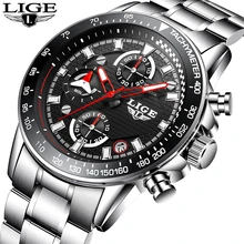 LIGE Luxury Brand Watches Men Fashion Sport Military Quartz Watch Men Full Steel Business Waterproof Clock Man Relogio Masculino