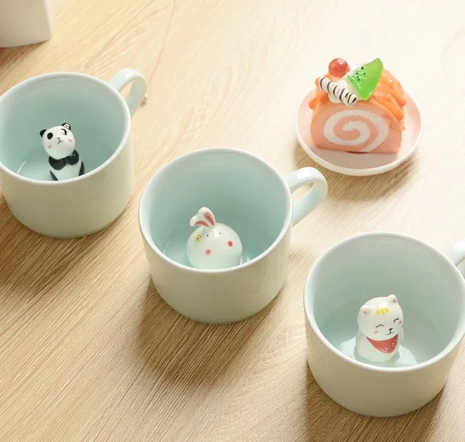 Милые маленькие животные керамическая молочная кружка мультфильм 3D Кофе Чай Кружка для завтрака чашки Новинка подарки 230 мл