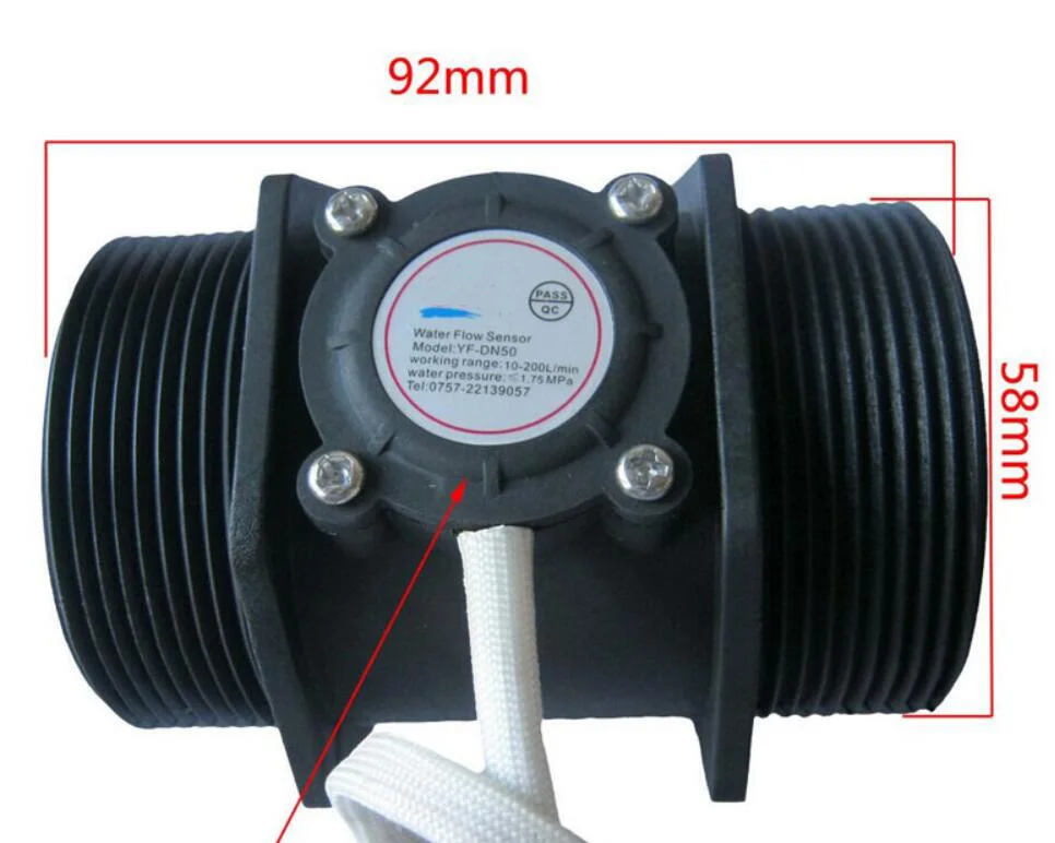 5xDN50 G2" Water Flow Hall Effect Sensor Switch Flowmeter Gauges Counter Black 