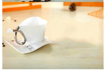 

Ceramic Cup Creative Spoon European coffee heart-shaped cup disc Couple Love Mug Decorative Cups