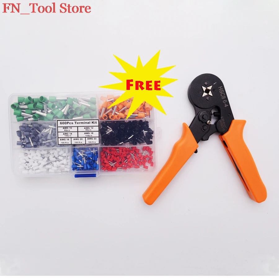 

Free shipping HSC8 6-4 6-4A 6-4B 6-6 6-6A 6-6B with 600pcs termina crimping pliers crimping tube terminals pliers crimping tools