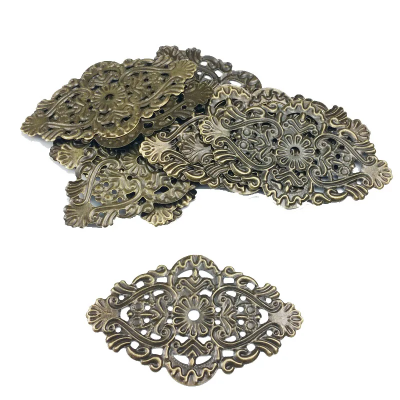 

36x60mm 20pcs Wholesale Filigree crafts Hollow Round Embellishments Findings,Jewelry Accessories,Bronze Tone ornaments