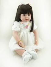 22 inch 55 cm baby reborn Silicone dolls, lifelike doll reborn babies toys Beautiful fashion white gauze dress doll