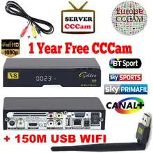 V8 de Oro DVB-S2/DVB-T2 DVB-C Receptor Receptor de satélite Apoyo cccam Europa Cline 1 USB WIFI set top box