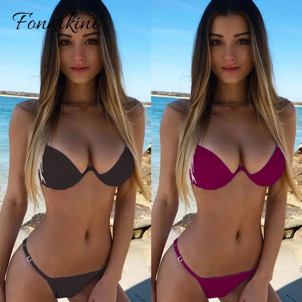 2018 Solid Bikini Sexy Swimsuit Women Push Up Swimwear Female Brazilian Biquini Maillot De Bain Femme Beach Wear Bathing Suits 2018 Solid Bikini Sexy Swimsuit Women Push Up Swimwear Female Brazilian Biquini Maillot De Bain Femme Beach Wear Bathing Suits