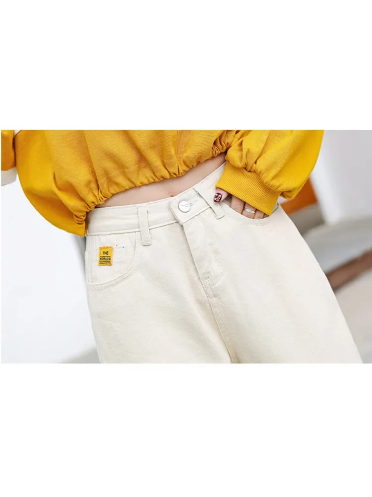 JUJULAND Fashion Jeans Woman High Waist Boyfriend Jeans For Women Plus Size Blue Black White Denim Mom Jeans Pants Trousers 8208
