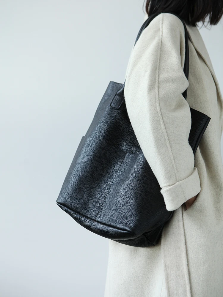 Мягкая натуральная кожа, женские сумки через плечо, модная Большая вместительная сумка-мешок, женские сумки, высокое качество, женская сумка для покупок