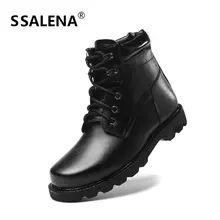 Мужские зимние короткие ботинки на шнуровке мужские теплые повседневные мотоциклетные ботильоны на меху Мужская модная кожаная обувь с высоким берцем EU38-48 AA60536