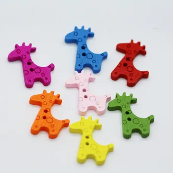 

50pcs/lot 2 Holes Giraff Wood Flatback Buttons, Kids Wood Button Craft, Scrapbooking Wood Crafts MS 006