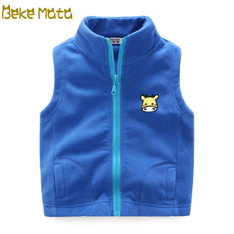 

School Boy Vest Autumn 2018 Fashion Fleece Waistcoats For Girls Cartoon Sleeveless Jackets For Children Kids Vests Boys Coats