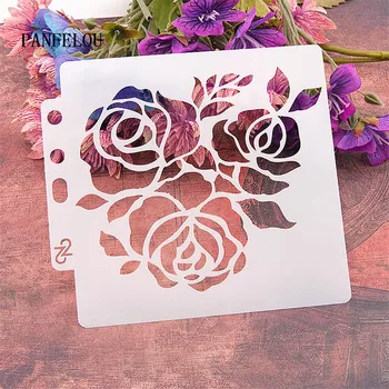 

Bouquets of roses scrapbook stencils spray plastic mold shield DIY cake hollow Embellishment printing lace ruler valentine