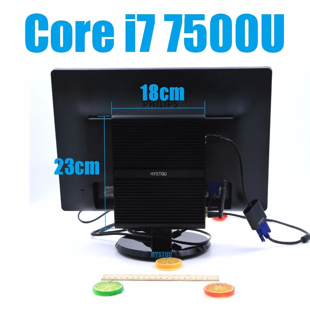 Мини ПК без вентилятора i7 7500U Kaby Lake Intel Core Barebone 8550U Windows Linux HTPC ТВ приставка UHD 4 K