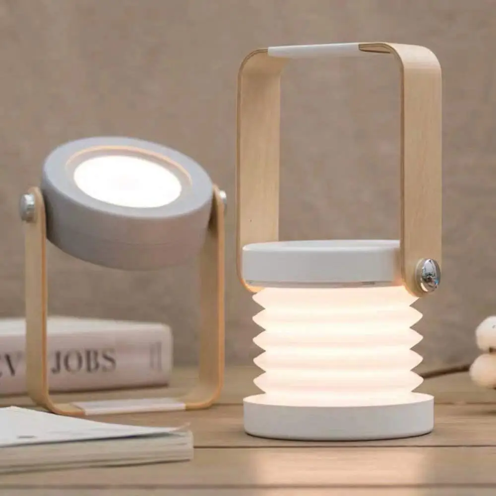 

Portable Foldable Touch Dimmable LED Night Light Reading Lantern Lamp wooden handle USB Charging Table lights Children Kids Gift