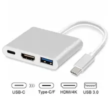  Wholesale 3 in 1 USB 3.1 Type C to 4K HDMI USB 3.0 Hub Adapter Cable Converter Connector 