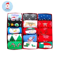 Женские рождественские носки, носки в виде лося, снежинки, носки без пятки, чёсаный хлопок, Подарочная коробка, подарки на год, красные носки, 5 пар