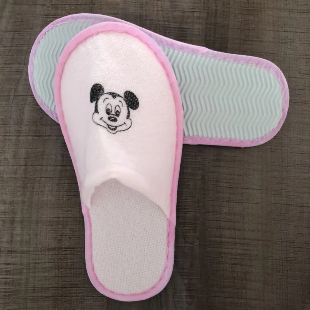 Sapatos de Hóspedes Pçs dos Desenhos Animados Azul Rosa Hotel Crianças Chinelos Meninas Meninos Descartáveis Towelling Viagem Spa 5 6 Online shopping