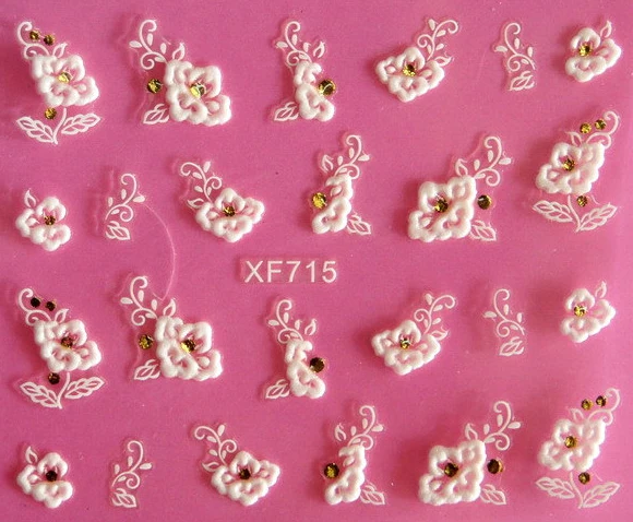 Дешевые украшения для дизайна ногтей кружевные наклейки для ногтей задний клей 3D Цветочные наклейки вырезные наклейки для ногтей для Советы красоты DIY - Цвет: 715