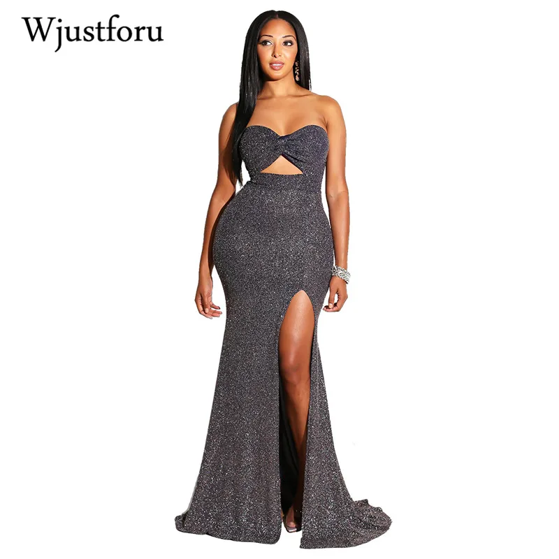 

Wjustforu Off Shoulder Strapless Sexy Maxi Dress Female Hollow Out Bodycon Dress Vestido Pure Color Casual Elegant Dress Female