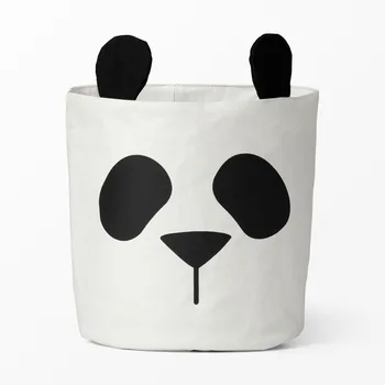 

INS Nordic Style Cute Panda Storage Bag Barrel ,Baby Kids Toy Clothes Canvas Laundry Basket Storage Bag For Kids Home Organizer