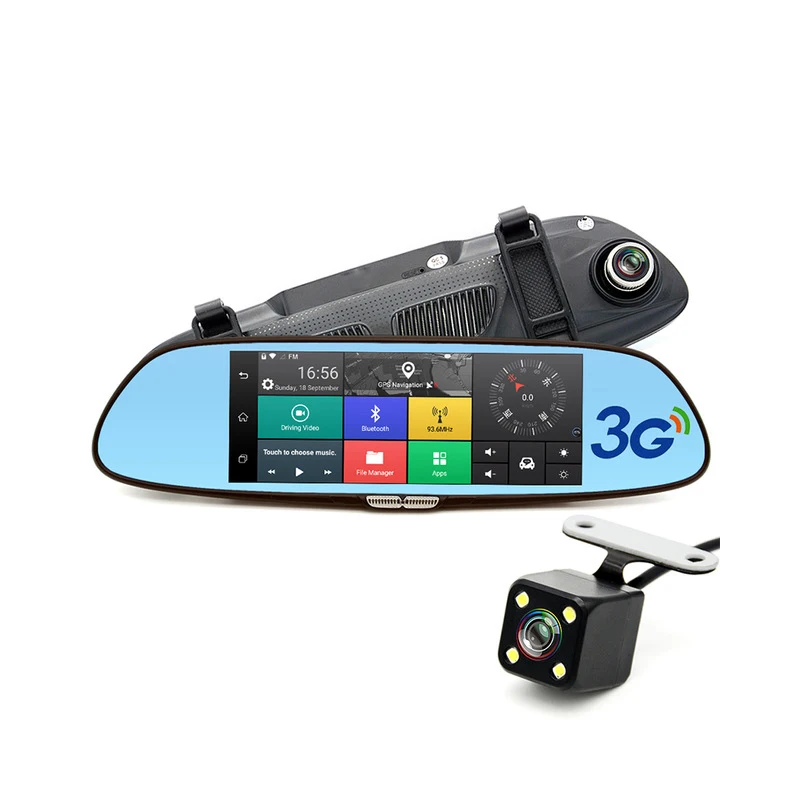 7 inch 3G Car Camera DVR GPS Bluetooth Dual Lens Rearview Mirror Video Recorder Full HD 1080P Automobile DVR Mirror Dash cam