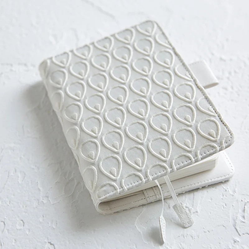 

Climemo Notebook, 3D Cloth Cover, White Water Droplets Design, Bullet Journal Planner Diary Notepad, Note Book A5 A6