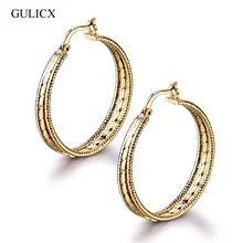 GULICX Мода Преувеличенные большие серьги для женщин золотого цвета серьги большие три круга комплет ювелирного украшения moonrocy E407