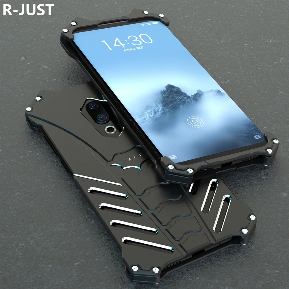 

R-Just For MEIZU 16th Case Cover Luxury Slim Hard Metal Aluminum Alloy Shockproof Armor Phone Case for MEIZU 16th Back Cover 6.0