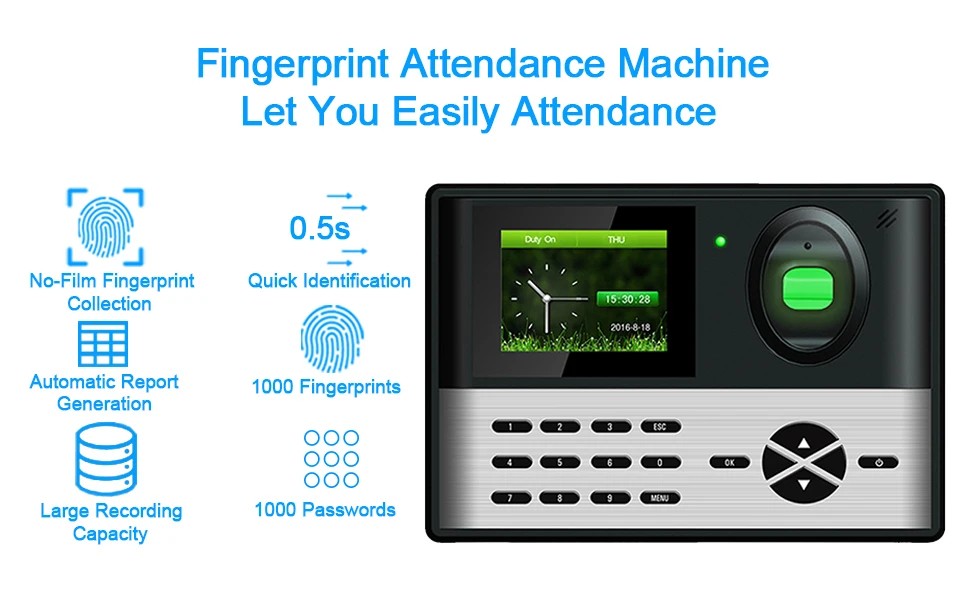 Eseye Биометрические отпечатков пальцев система учёта времени TCPIP USB Время Часы Сотрудник двери Система контроля доступа клавиатуры