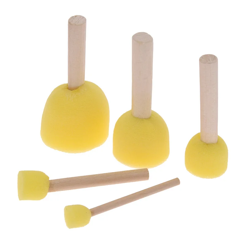 Wooden Handle Sponge Rod Set Water Absorbing Clay Sculpture Bloom DIY Handmade Pottery Arts Tools Accessory 5pcs/lot polymer clay tools pottery tools clay sculpting tools clay craft tool
