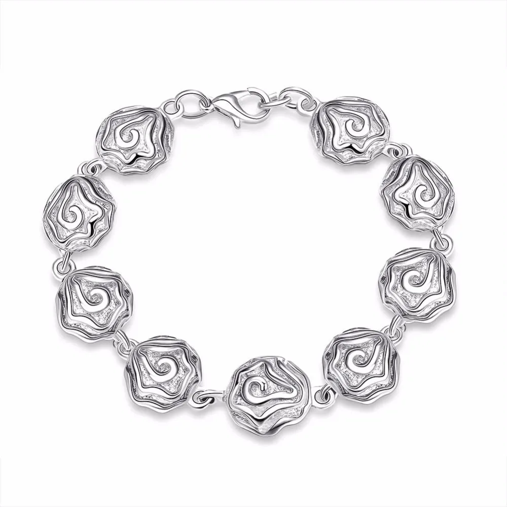 Hot 925 sterling silver bracelet women's rosette jewelry exquisite pattern not sensitive lobster buckle DIY accessories | Украшения и