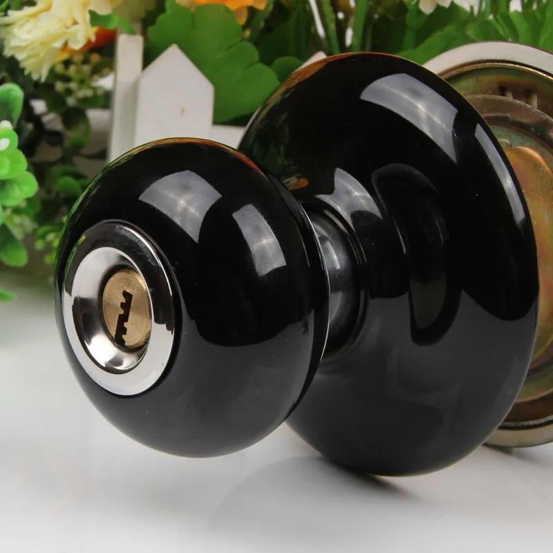 American ceramic black ball lock Ceramic bedroom stainless steel ball lock spherical indoor lock