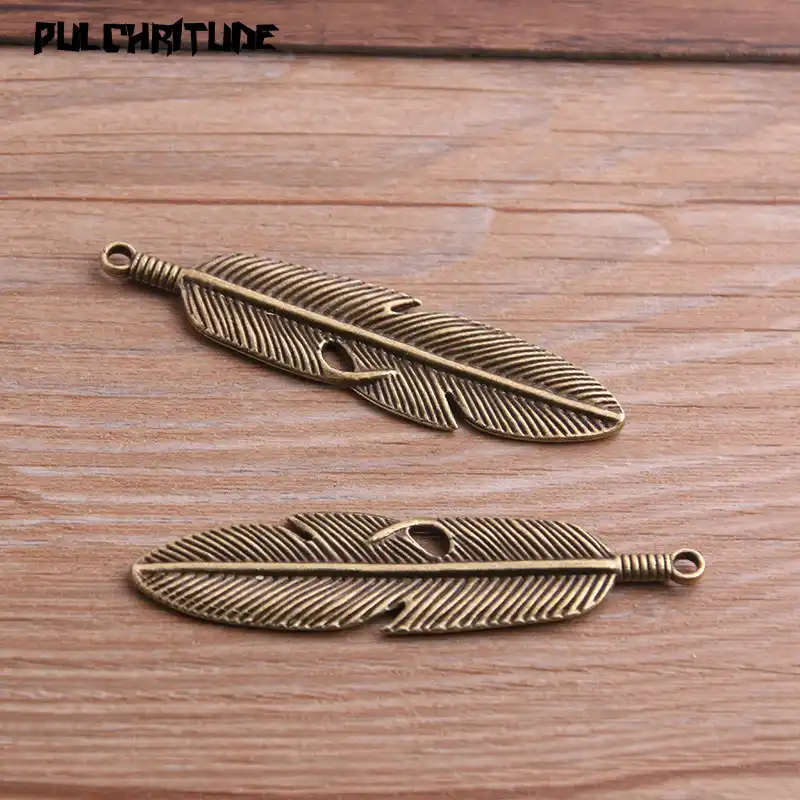 10pcs Antique bronze wing feather charms random mix vintage steampunk steampunk