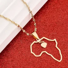 Африканские медальоны с картой сердце африканские карты Ювелирные изделия Подвески Сердце золотистого цвета карта