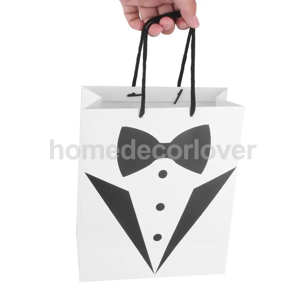 Модные новые свадебные вечерние смокинги бумажные подарочные сумки с ручками переноски дамские сумочки, сумки для покупок для жениха джентльменов