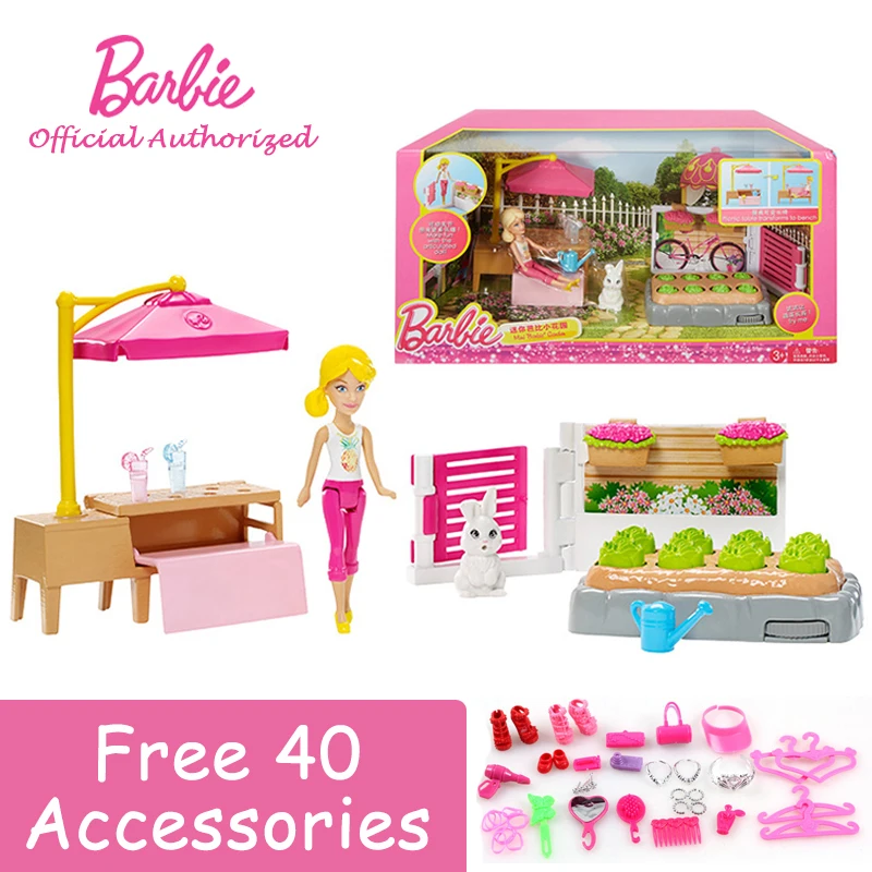 

2017 Newest Series Collection Doll Mini Barbie Garden With Flowers and Rabbit Toy Barbie Boneca Mode FBH67 Free Shipping