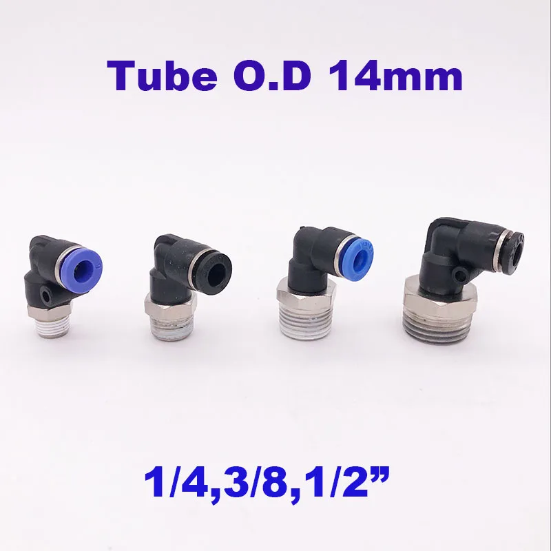 L type 14mm 1/4 3/8 1/2 inch BSP pneumatic screw pipe fitting threaded