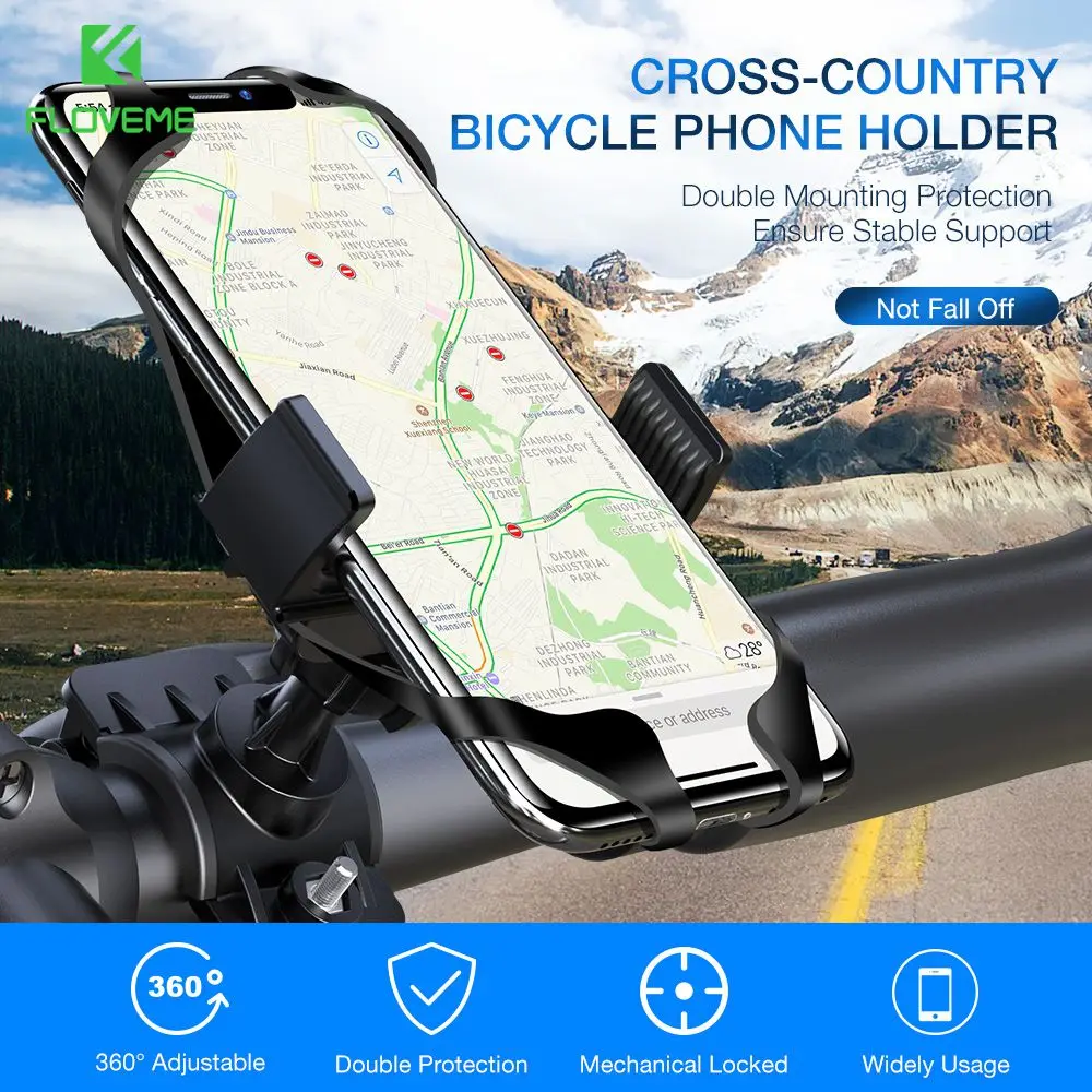 FLOVEME Silikon Fahrrad Telefon Halter 360 rotation Nicht-slip Bike Lenker Clip Stehen GPS Halterun